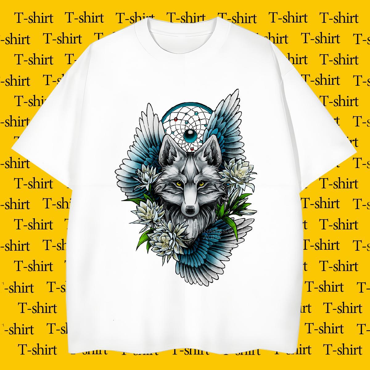 2024 Mens Tshirts wolf Street 230g Cotton Tees Crew Neck Breathable TOP Quality T-Shirts Graphic