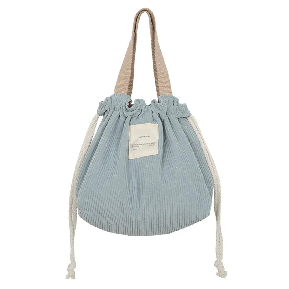 Easy Dinner Container Canvas Thermal Corduroy Canvas Travel Necessary Drawstring Picnic Tote Small Handbag Lunch Box Lunch Bag 240819