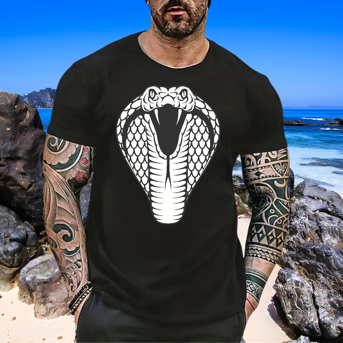 Free Shipping Mens T Shirts cobra Breathable Short Sleeve Beach Anime 230g 100% Cotton Men Tshirts 2024 New Tees