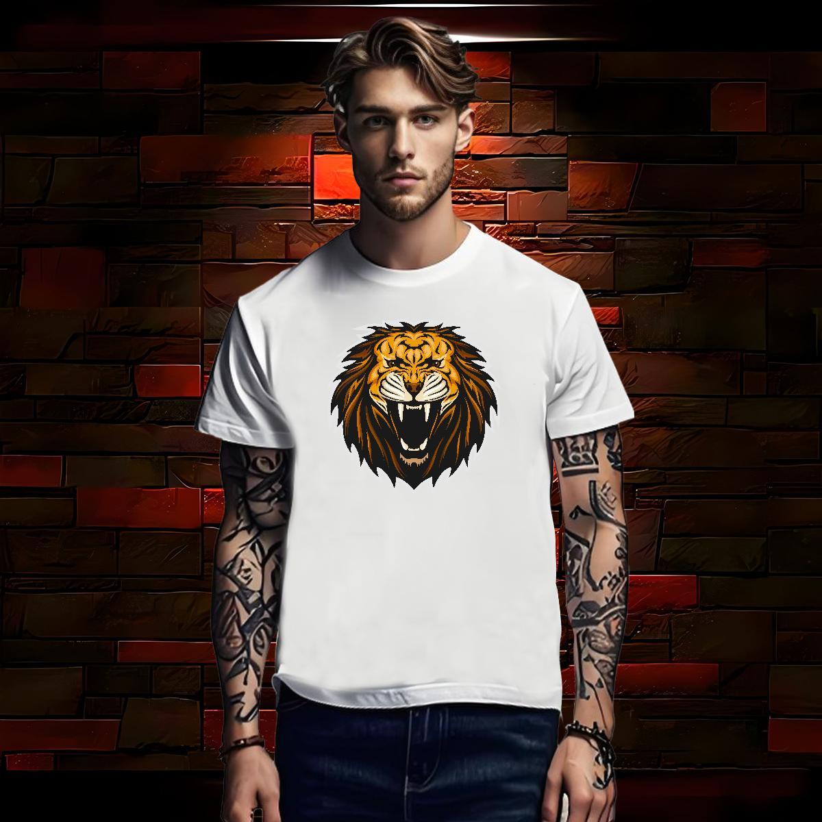 2024 Summer Men Tops Tees lion Sport 230g 100% Cotton Clothes Short Sleeve O-Neck TOP Quality Men T Shirts Skull