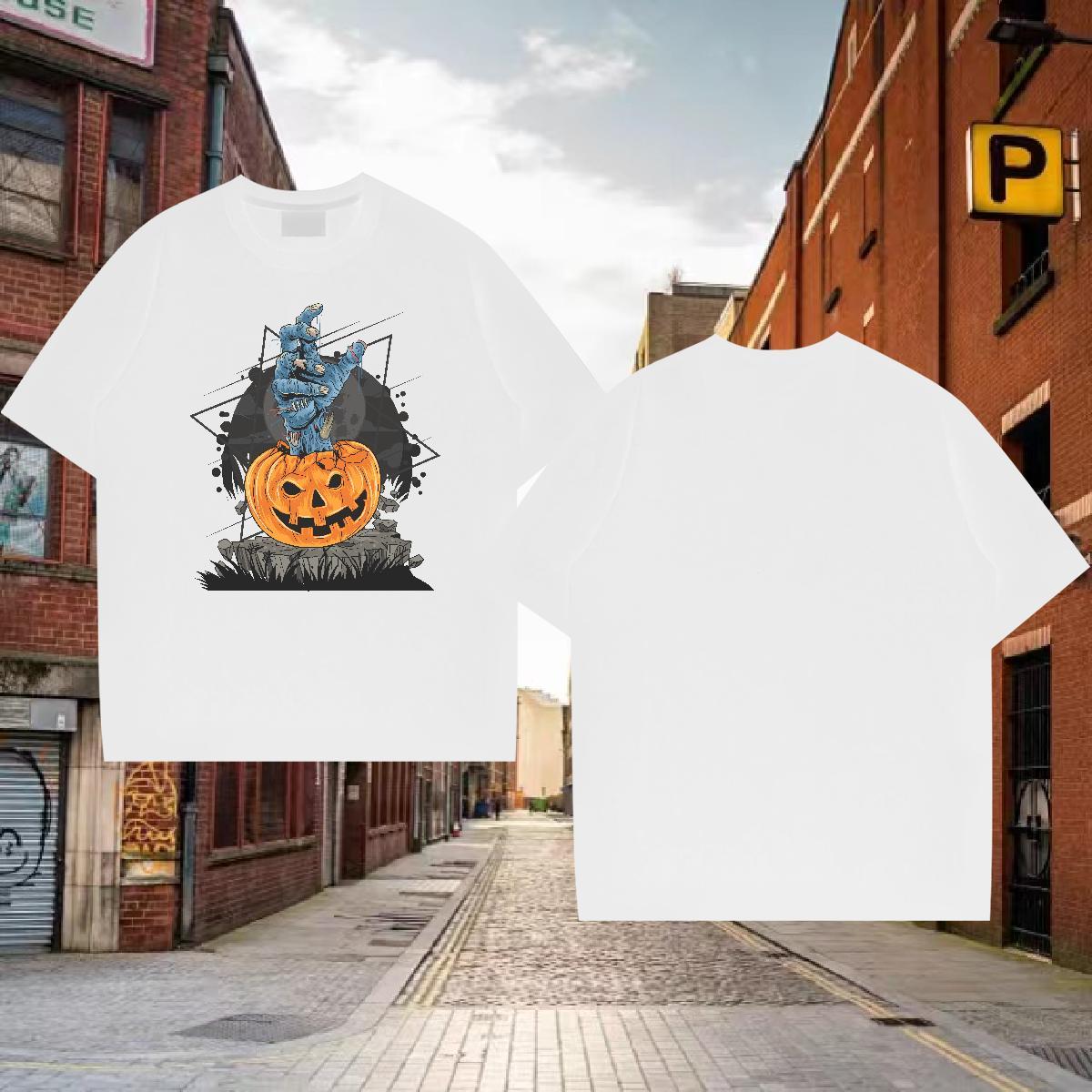 Soft T Shirt For Man halloween Breathable Crew Neck Anime Printing Street Custom Printing 230g Pure Cotton Mens Tshirts Fashion Casual Tops Tees