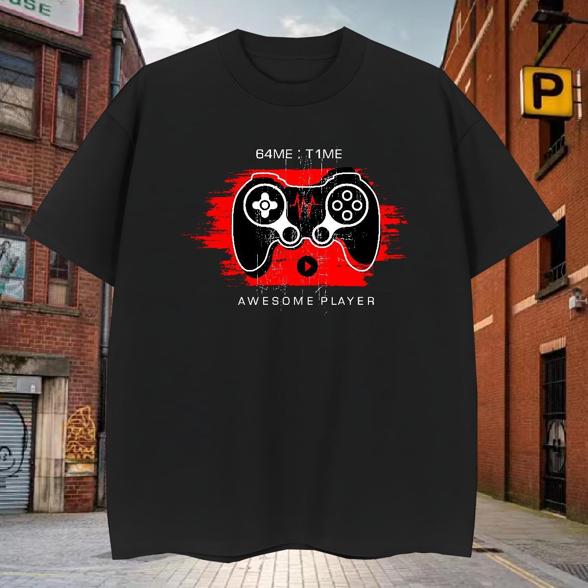 T Shirts Men 230g Pure Cotton game Hip Hop Crew Neck Breathable Cartoon Printing L-4XL Couples T Shirts Fashion New Loose Fit Polos