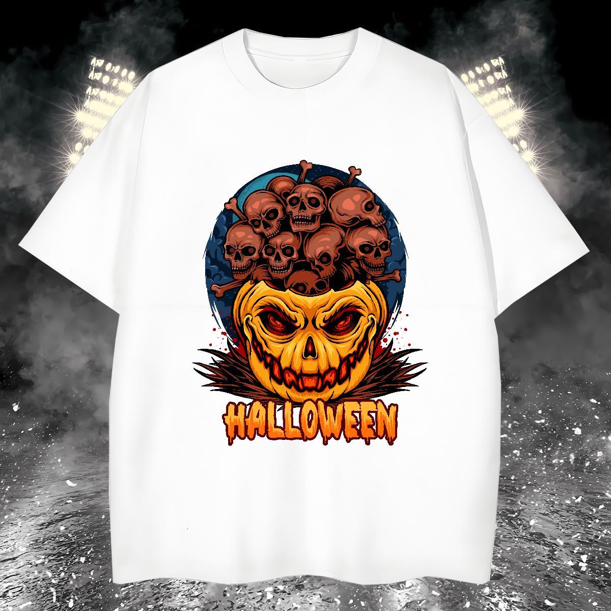 Popular Mens T Shirts pumpkin Crew Neck Breathable Casual Skull 230g Cotton Men Tshirts Designer Wear