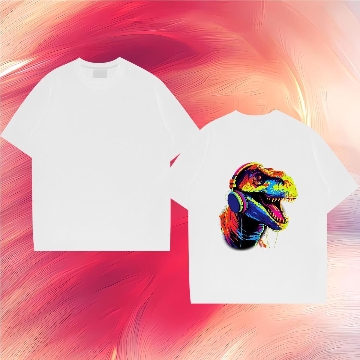 Factory Direct Men Tops Tees dinosaur Hip Hop Street 230g Pure Cotton Clothings Short Sleeve Soft Unisex T Shirt For Man Oversized