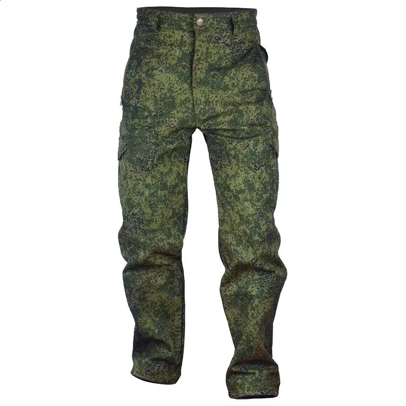 RU Camo Tactical Sets Men Winter Shark Skin Soft Shell JacketsArmy Multi-pocket Cargo Pants 2 Pcs Suits Waterproof Fleece Set 240819