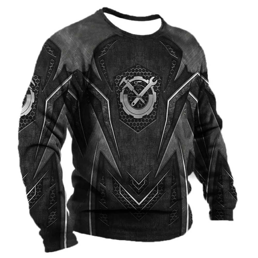 Mens Long Sleeve T Shirt Mechanic Graphic 3d Print Top Autumn Vintage T-Shirt Tees Clothing Casual Sports Male Pullover 6xlXJ240819
