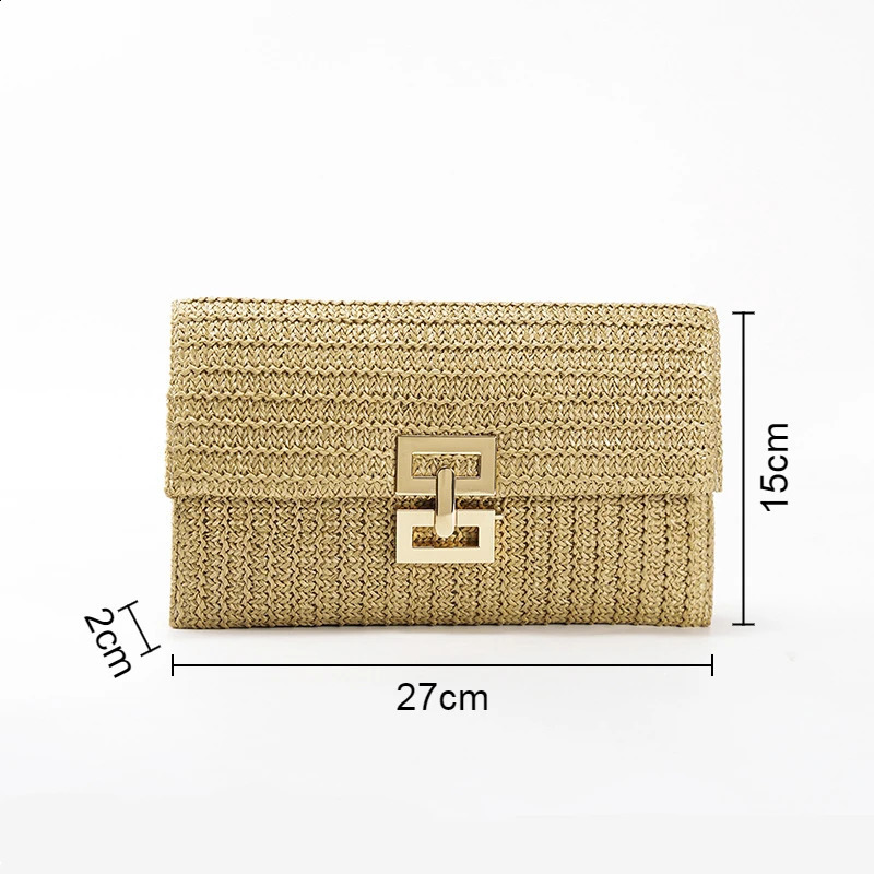 3 Fashion Colorful Women Clutch Purse Lightweight Small Straw High Quality Summer Casual Magnetic Snap Woven Bag 240820 4