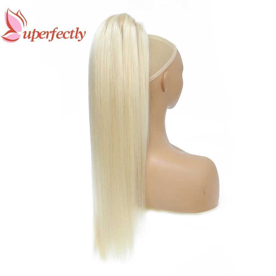 Perfect brushed ponytail clip on hair human hair straight ponytail extension honey blonde Brazilian Remy hair W240817
