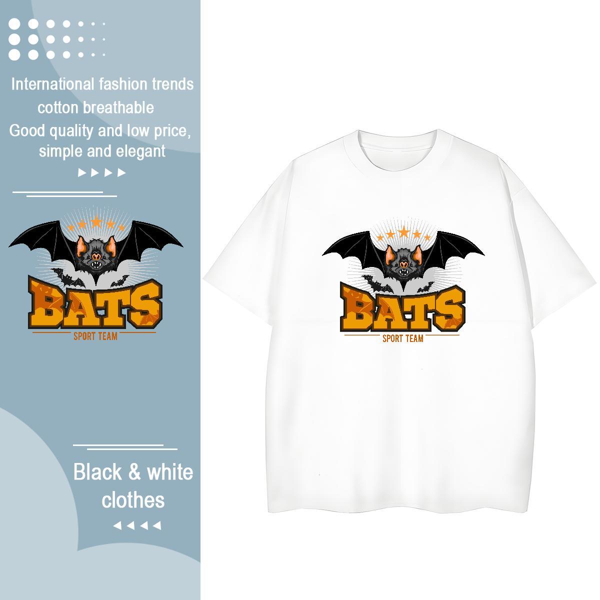 Free Shipping T Shirts Men bat Breathable Short Sleeve Street Cartoon Printing L-4XL 100% Cotton 230g Men Tops Tees 2024 Designer Tops Shirt