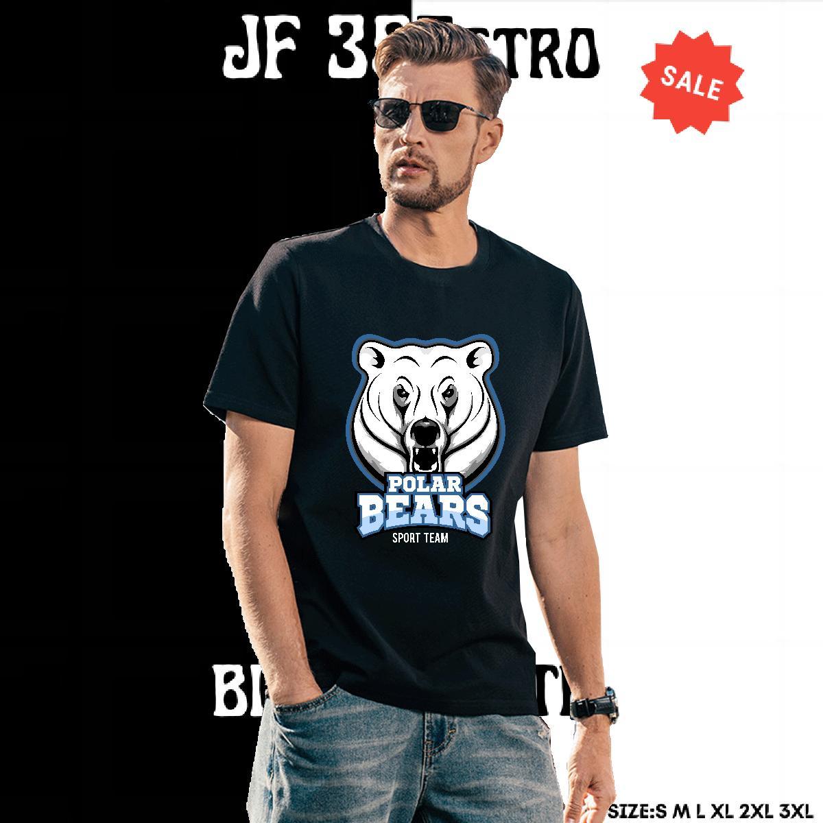 High Quality T-Shirts for Men bear Pure Cotton Home Outdoor Cartoon Printing L-4XL 230g 100% Cotton Tshirts 2024 New Tee Shirt