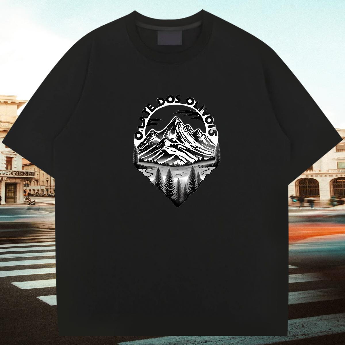 Free Shipping Men Tees Street 100% Cotton 230g Customized Breathable Crew Neck mountains T shirt Stylist Tees Shirts