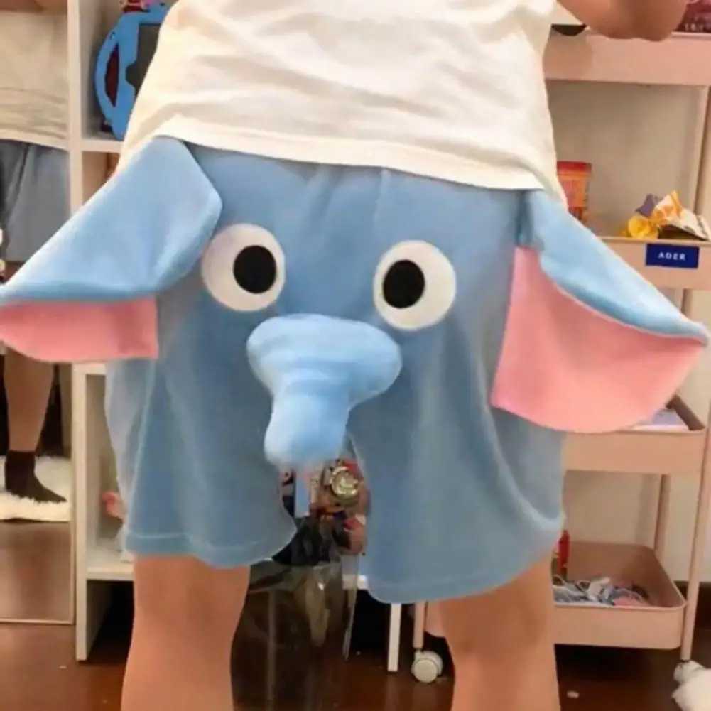 Design shorts 3D cartoon elephant decoration couple pajamas shorts Soft and breathable unisex summer pajamas shortsW240719