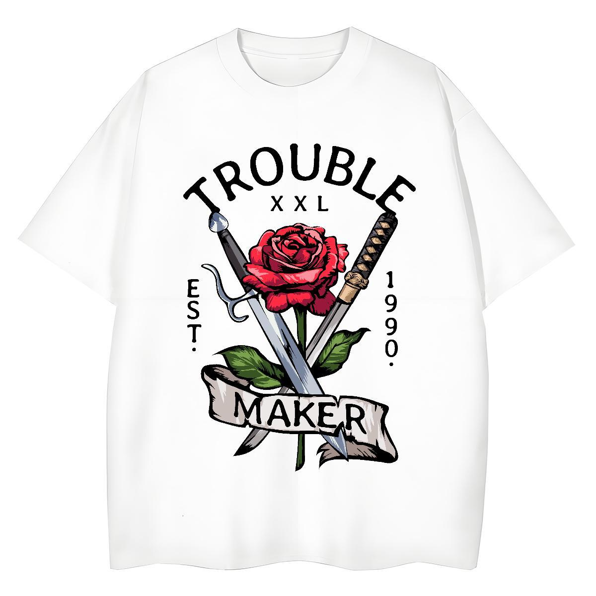 Free Shipping Couples T Shirts rose Home Outdoor 230g Pure Cotton Polos Breathable Crew Neck Loose T Shirts Men Custom Printing