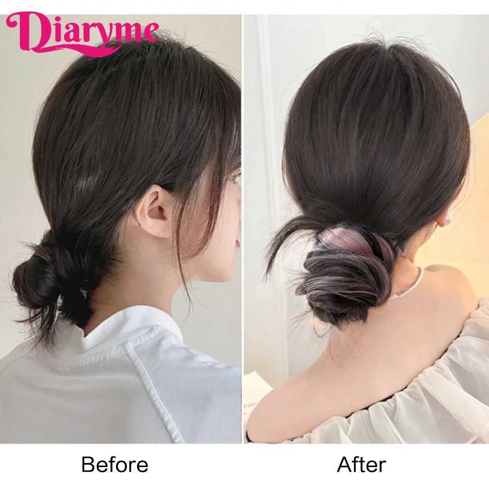 DIY Self Curling Hair Bunch Wig Synthetic Curly Ponytail Hair Bunch Hair Extension Braid Lazy Fluffy Fake Ponytail W240817