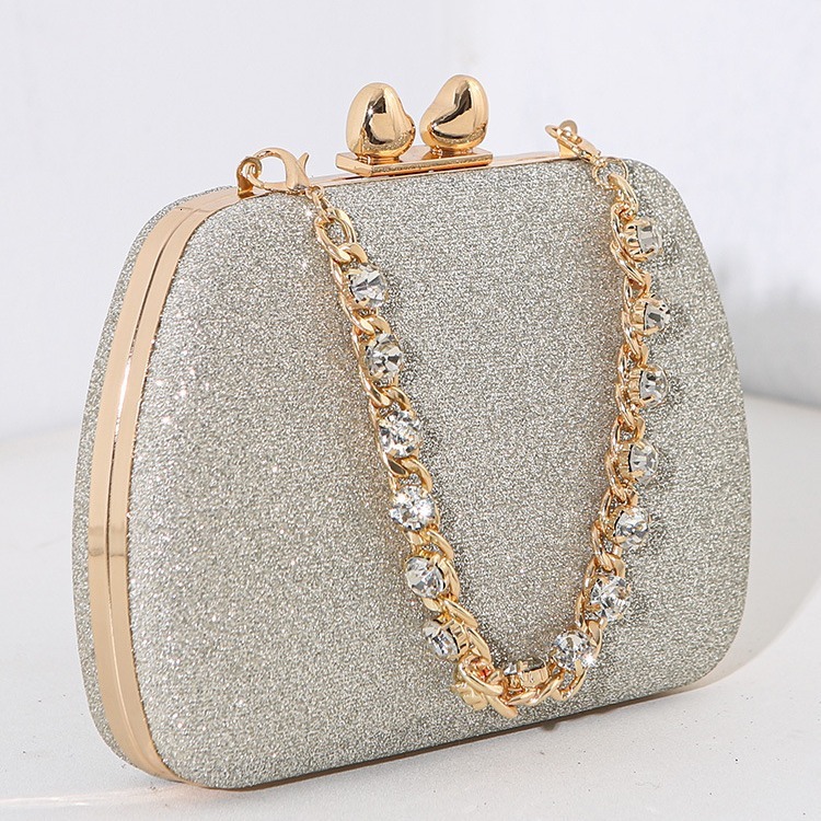 New Love Water Diamond Chain Crossbody Small Square Celebrity Banquet Handheld Bag