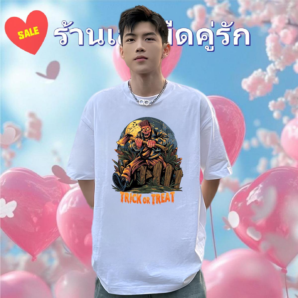 Brand Tshirts halloween Spring Summer 230g Pure Cotton Tees Shirts Breathable Short Sleeve TOP Quality Men T Shirts Cartoon Print