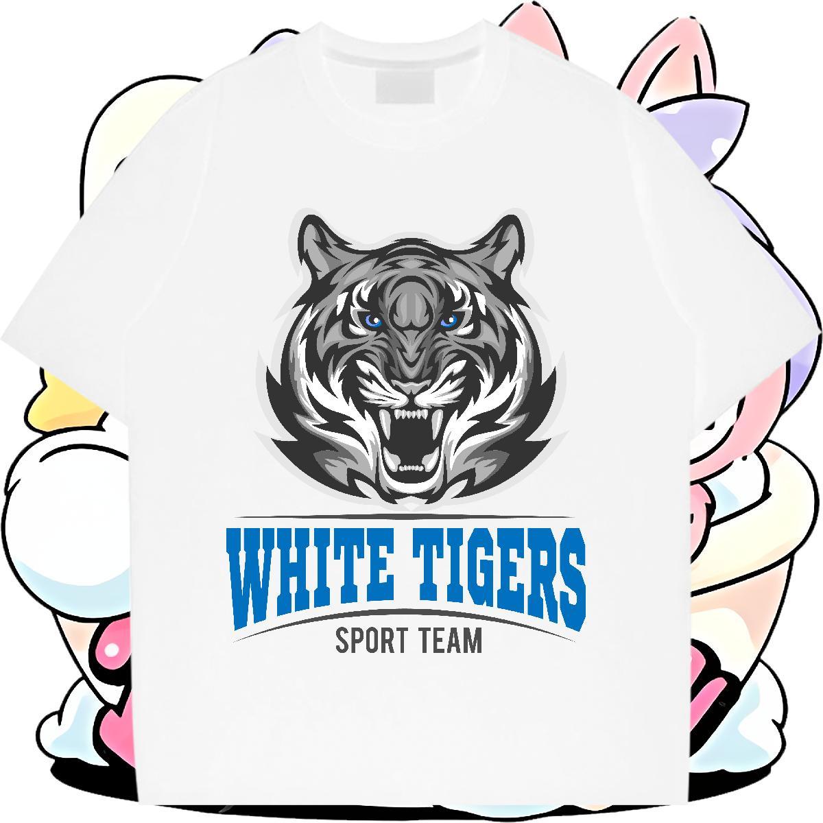 TOP Quality Lady T shirt Sports Street Wear Breathable Crew Neck Top Tees Female 230g Cotton tiger Anime Womens T Shirts