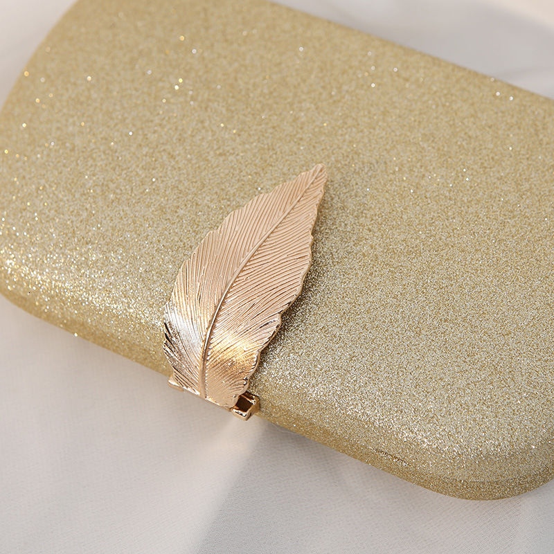 2024 New Metal Leaf Box Square Banquet Dress Handbag Small Hand Bag Women
