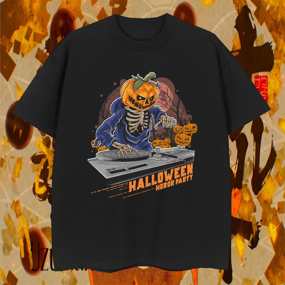 Wholesale T-Shirts for Men pumpkin Crew Neck Breathable High Street Hip Hop Anime 230g 100% Cotton Couples T Shirts 2024 Summer Polos