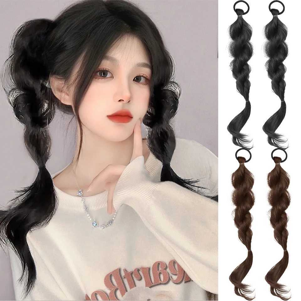 Eastsecret Bubble Braided Double Ponytail Fluffy Imitation Fried Dough Twisted Braided Ponytail Wig W240817