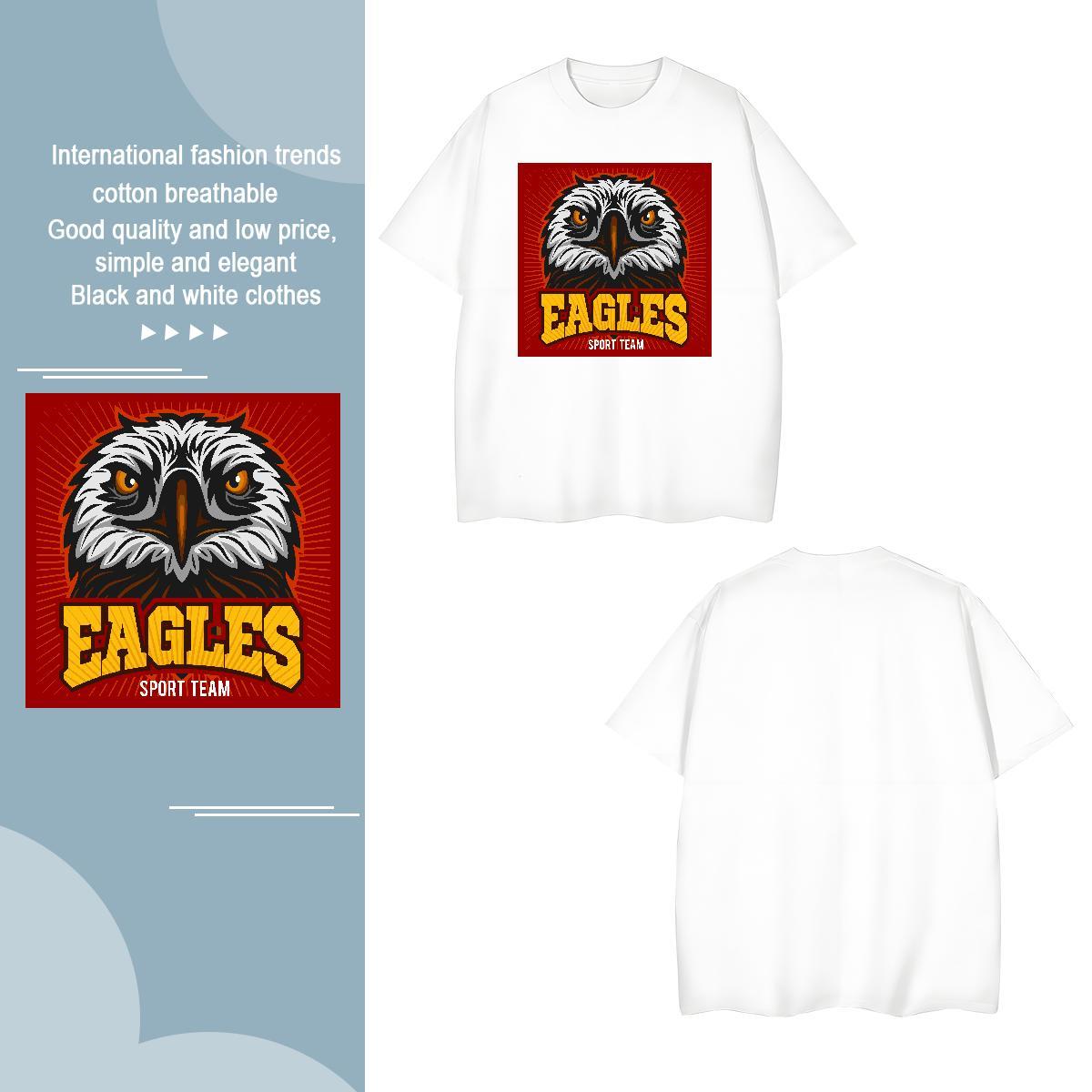 Man T Shirts 100% Cotton 230g eagle Street wear Hip Hop Short Sleeve O-Neck Cartoon Print Men Tees Designer Brand Tops Shirt