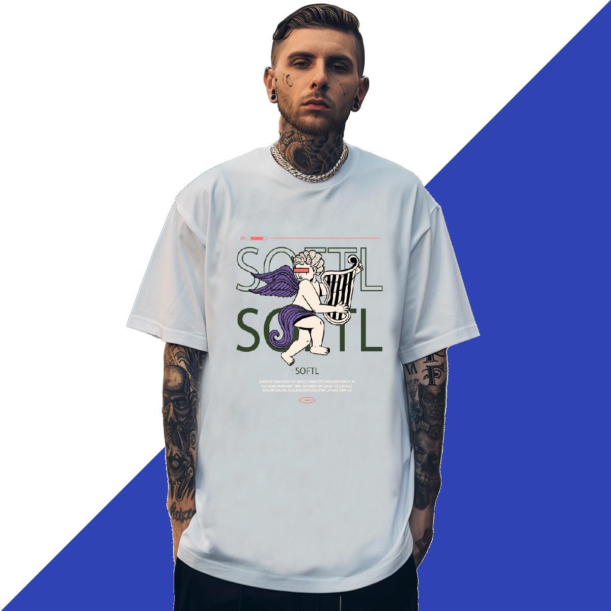 Soft angel 230g 100% Cotton Men Tshirts Street Round Neck Short Sleeve Men T Shirts DIY Customized DIY Printed Tees