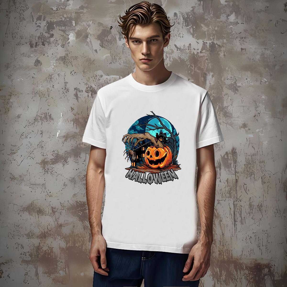 Stylist Men Clothes T-Shirt halloween Casual Beach 230g Cotton Tee Shirt Short Sleeve Soft High Quality Men T Shirts DIY Logo Oversized
