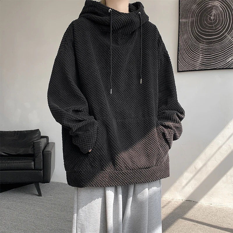 Harajuku Corduroy Hoodies Men High Quality Streetwear Loose Y2k Hip Hop Hooded Sweatshirts Couple Clothing Female Pullovers 240819