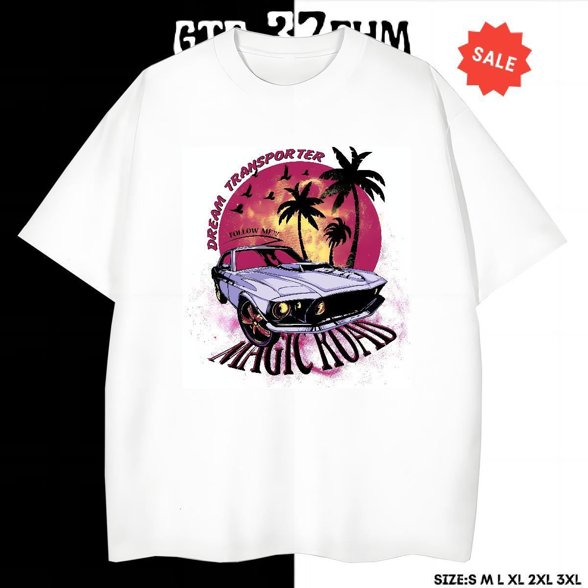 Unisex Men Clothes T-Shirt Sport 100% Cotton 230g Asian Size Round Neck Short Sleeve car Mens T Shirts New Designer Wear