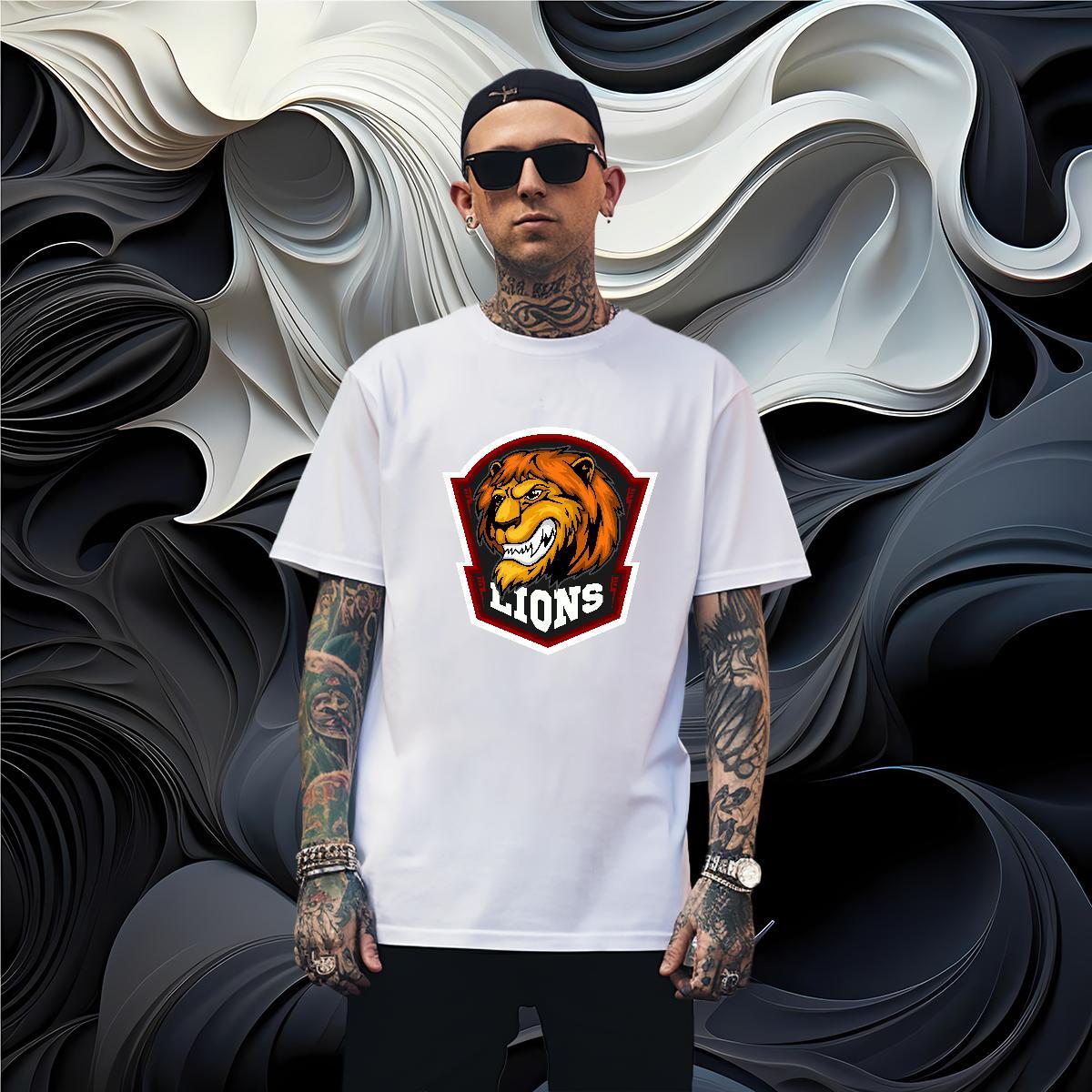 Soft T Shirt For Man lion Round Neck Short Sleeve Summer Casual Black White 100% Cotton 230g Couples T Shirts 2024 DIY Tees
