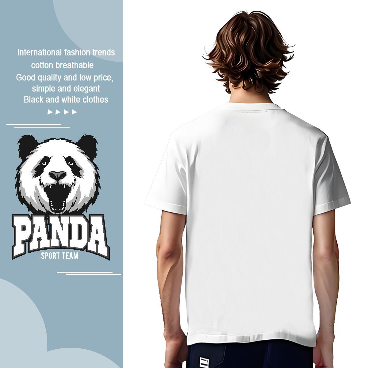 Classic T Shirt For Man panda Breathable Crew Neck High Street Hip Hop Black Oversized 100% Cotton 230g Men Clothes T-Shirt New Designer Tops Tees