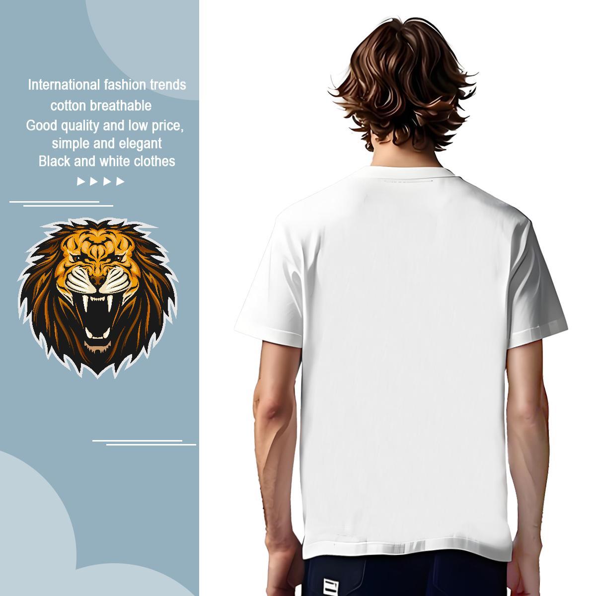 High Quality Men T Shirts lion Short Sleeve Soft Outdoor Custom Print Plus Size 230g Cotton Mens Tshirts New Designer Tees Shirts