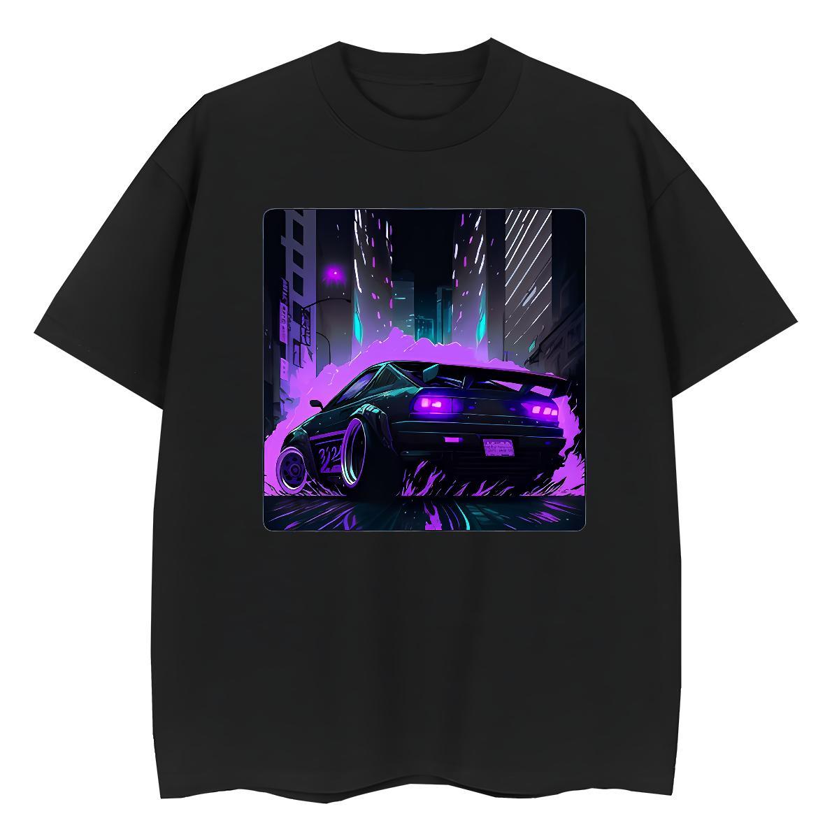Loose Fit car 230g Pure Cotton Men Clothes T-Shirt Street Casual O Neck Short Sleeves Man T Shirts 2024 Oversized 4XL Tees Shirts