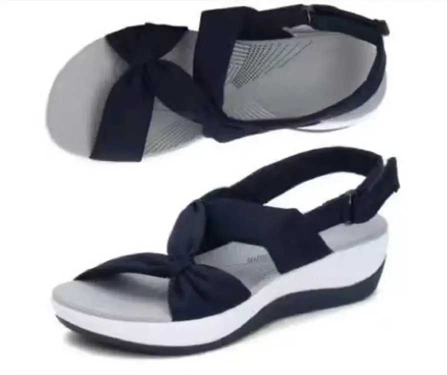 Women Sandals 2024 Summer Closed Toe Roman Women Bow Platform Wedges Sandals Women Sandals Plus Size 42 CL240806