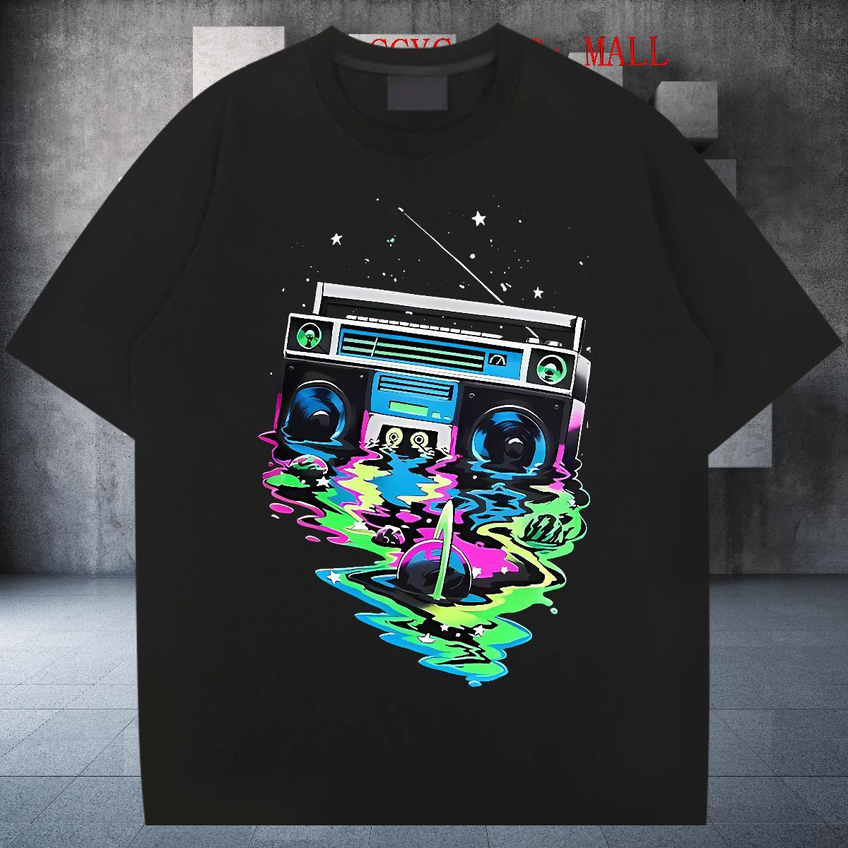 Classic Tshirts Hip Hop 100% Cotton 230g Skull Breathable Crew Neck radio T shirt Customized Tops