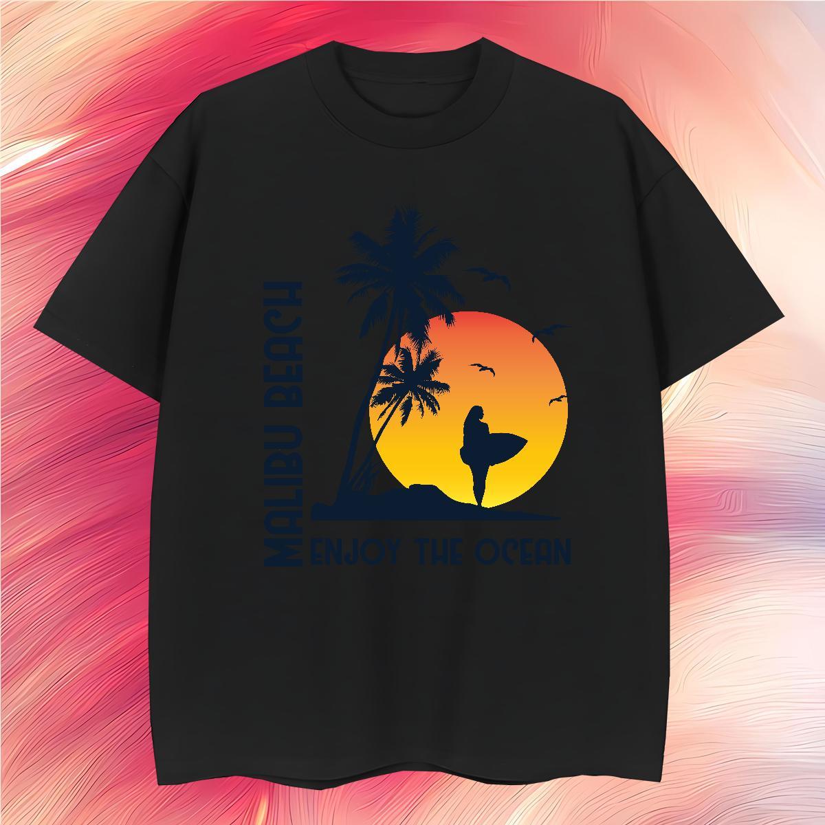 Popular beach 230g Pure Cotton Men Clothes T-Shirt Casual Daily Wear Breathable Crew Neck Mens T Shirts New Designer Cartoon Print Tees