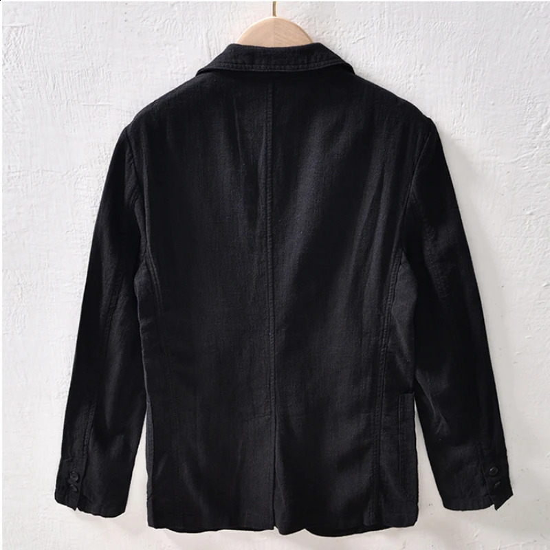 Spring retro linen cotton hunting suit mens casual solid color jacket BL949 240819