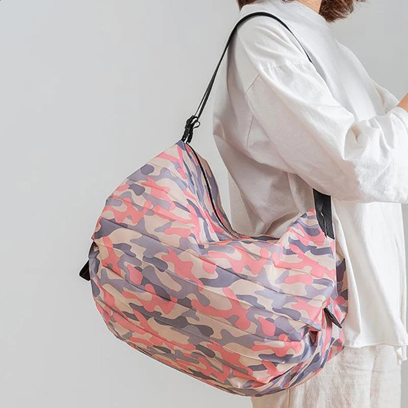 Foldable Storage Bag With Handle Portable Travel Camouflage Handbags Large Capacity Shopping y240819