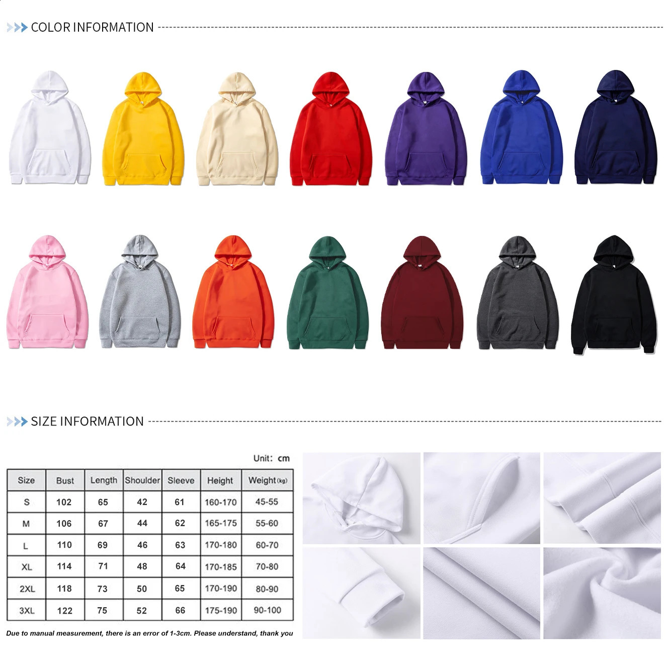Fashion Fleece Pullover Hoodie Unisex Blank White Hoodies Men Wholesale Plain Hooded Sweatshirts For Men Sudaderas Para Hombre 240820