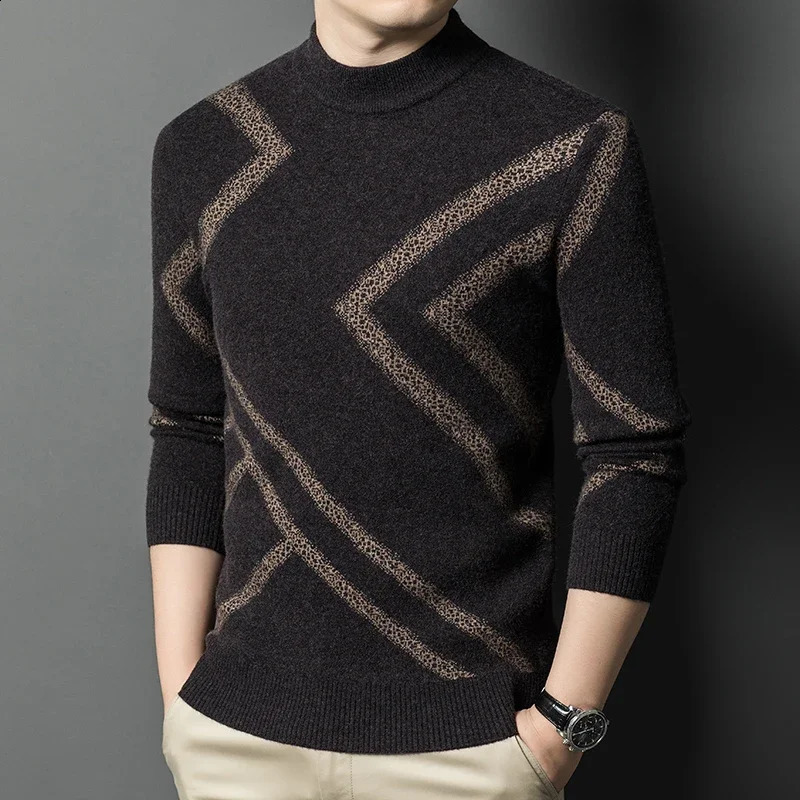 7 colors mens knitted sweater autumn and winter plain neck wool warm fashionable 240819