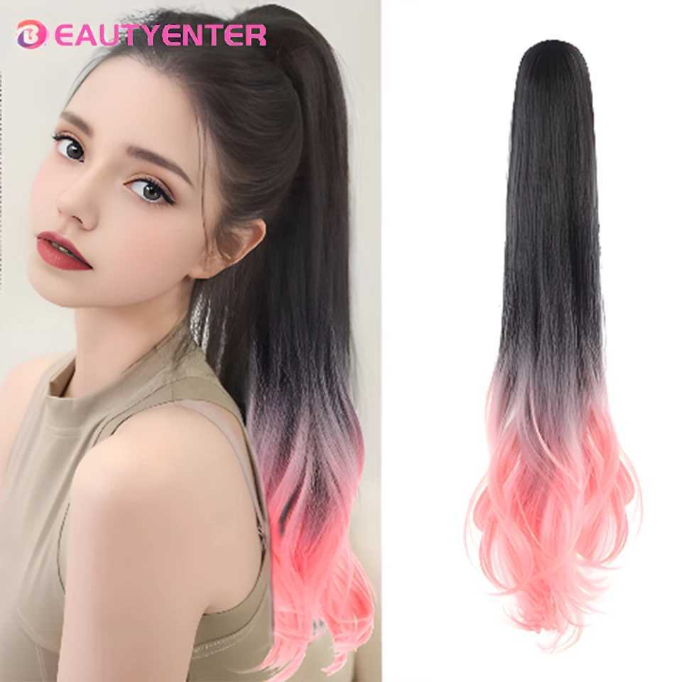 Ponytail female long curly hair gradient small grip clip ponytail natural slightly curled prominent big wave Wig brain W240817