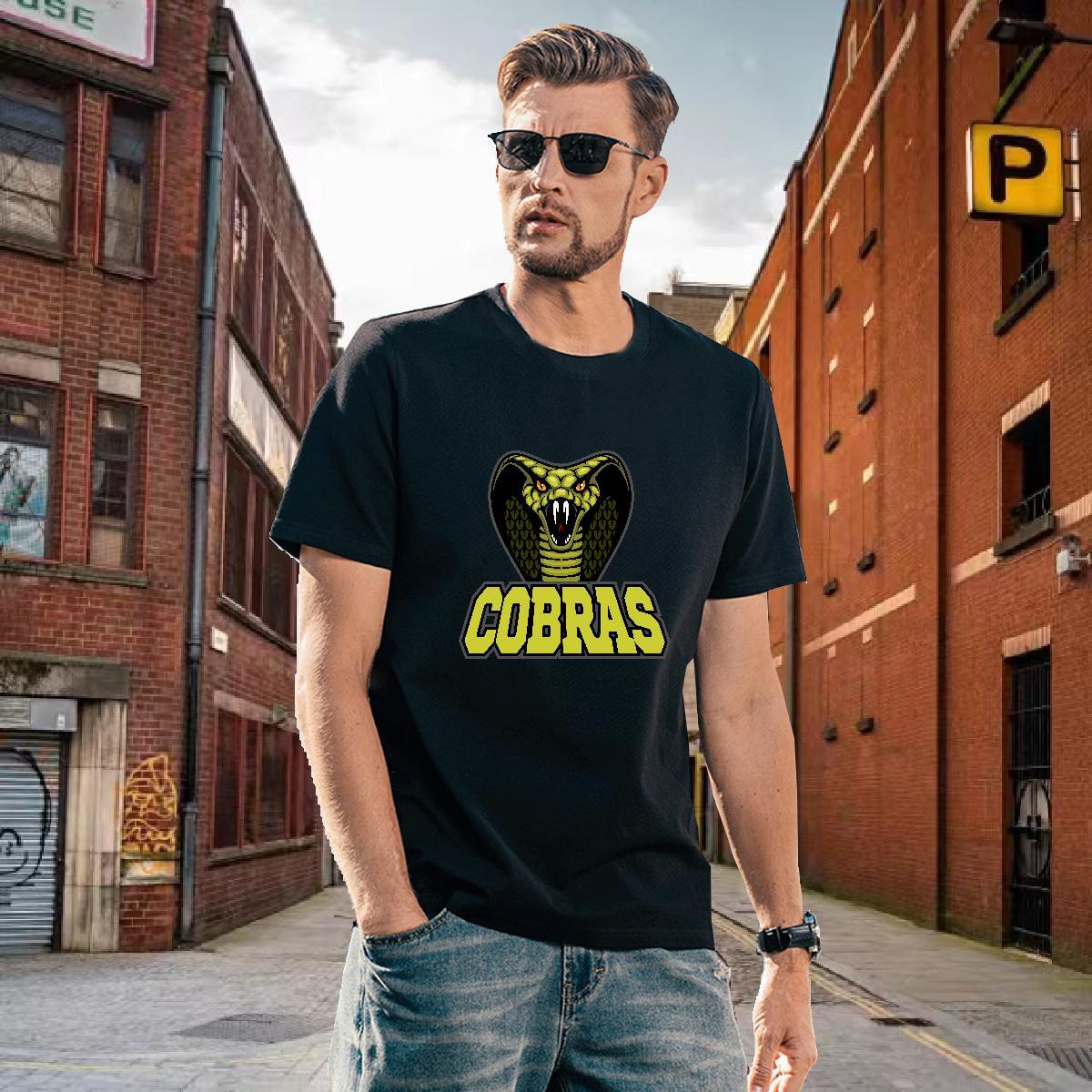 Cool Man T Shirts cobra Round Neck Short Sleeve Casual Skull 230g Pure Cotton Men Tshirts DIY Top Tees