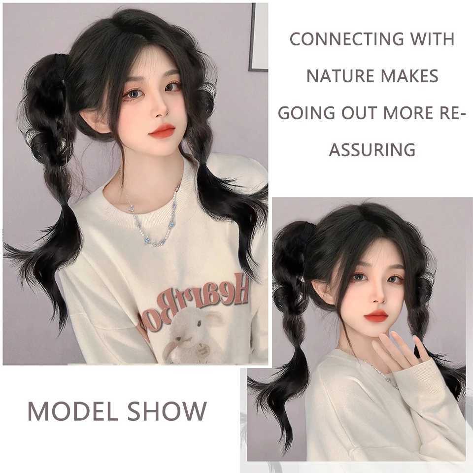 Eastsecret Bubble Braided Double Ponytail Fluffy Imitation Fried Dough Twisted Braided Ponytail Wig W240817
