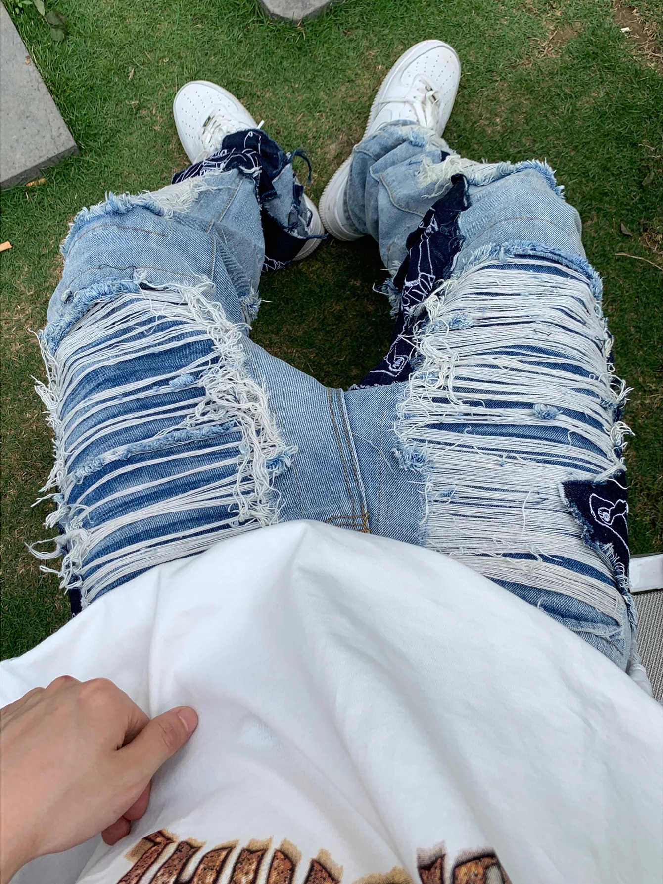 REDDACHiC Mens Trousers Grunge Y2k Ripped Baggy Jeans Christian Jesus Spliced Straight Denim Pants Hip-hop Big Size Streetwear 240819