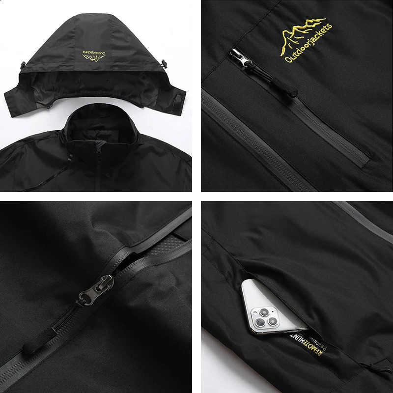 Mens waterproof hiking jacket autumn mens large windproof outdoor camping hunting running fishing sports 240819