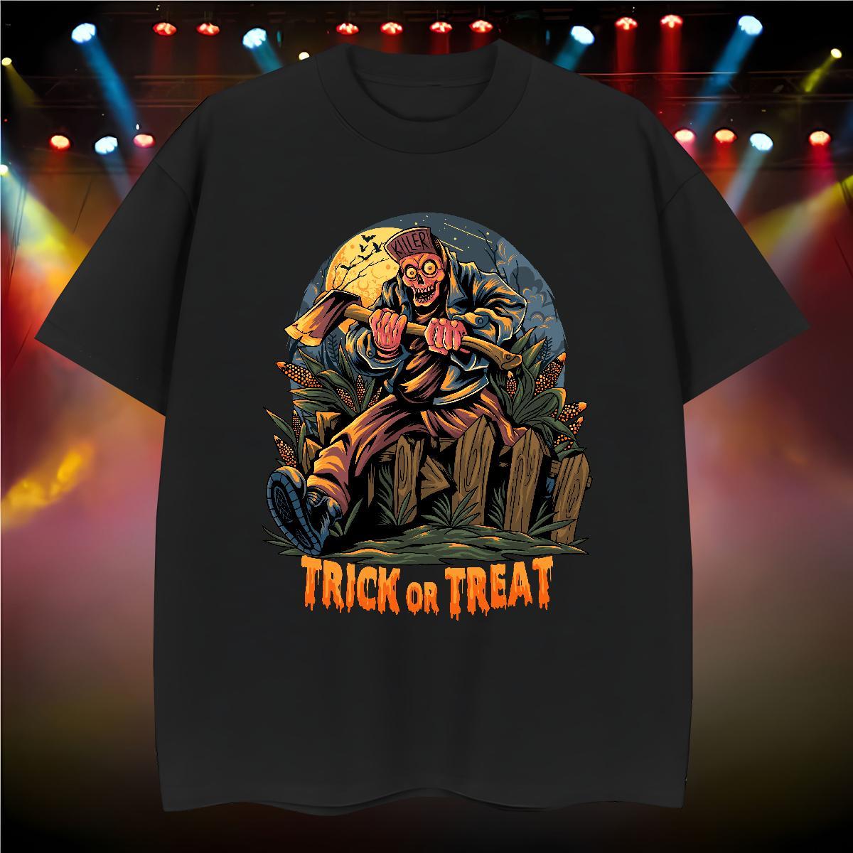 Popular T-Shirts for Men halloween O-Neck Short Sleeve Hip Hop Street Plus Size Cartoon 230g Pure Cotton Men Tops Tees Factory Direct Tshirts