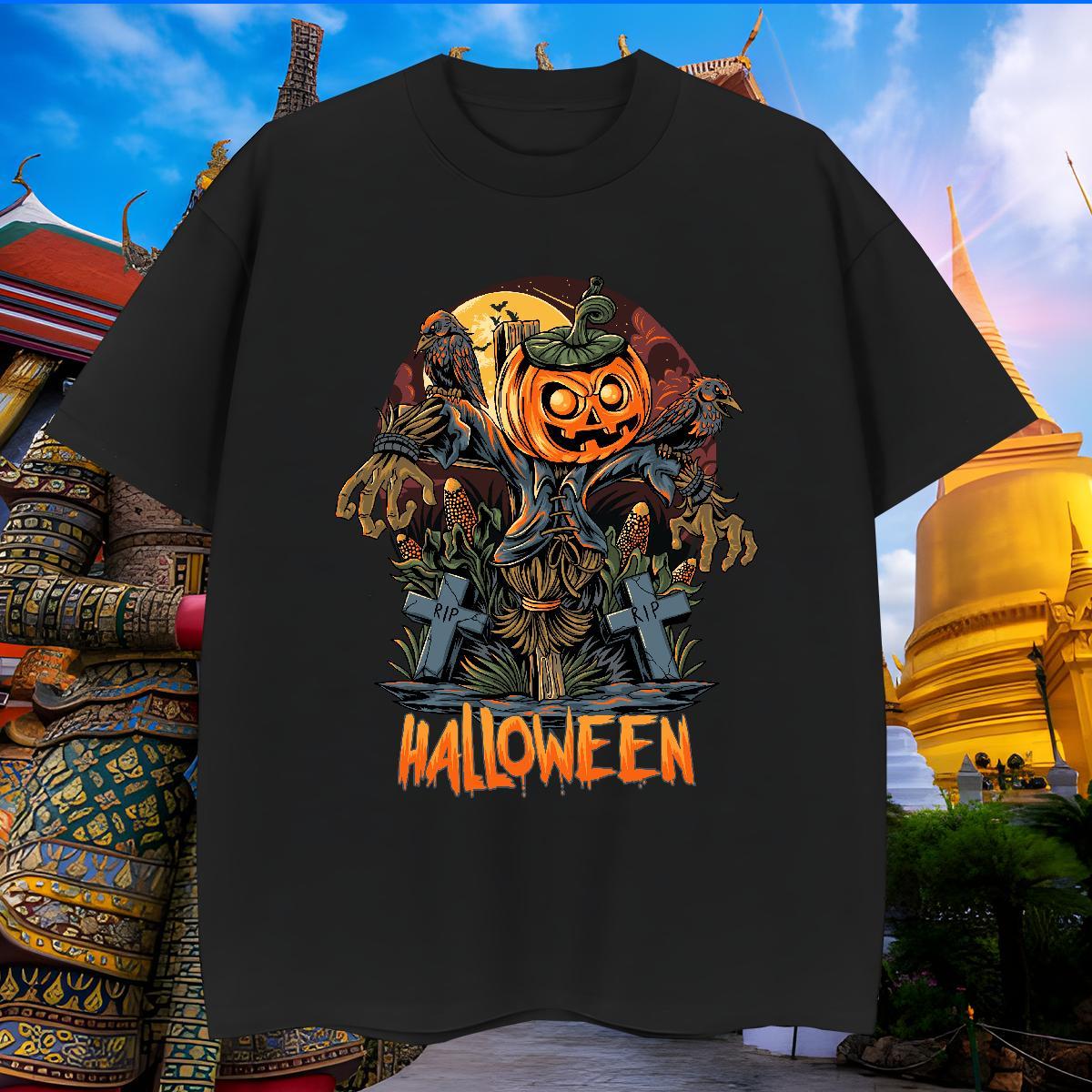 TOP Quality T Shirts Men scary Breathable Short Sleeve Casual Custom Print Plus Size 100% Cotton 230g Tshirts Fashion Polos