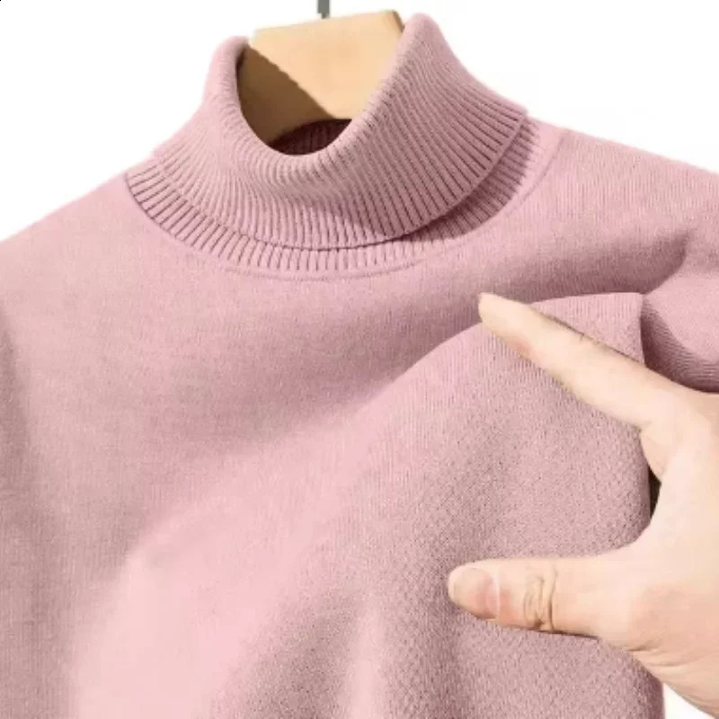 Mens autumn and winter casual high neck long sleeved street sweater solid color floral knitted 240819