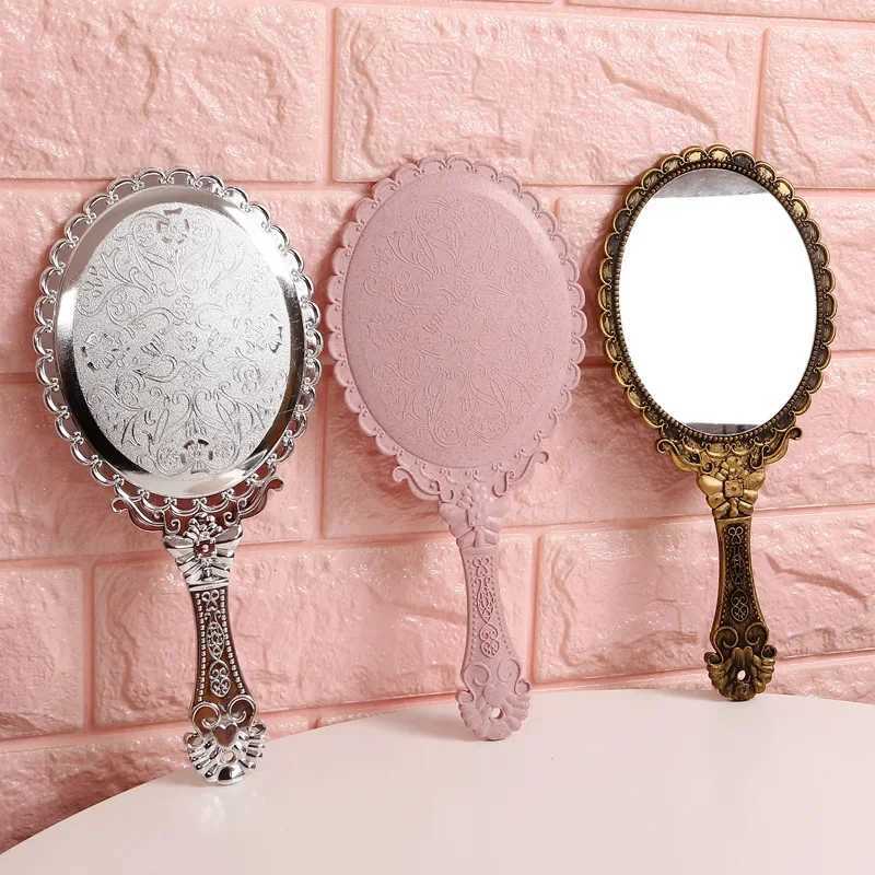Vintage Carved Handheld Vanity Mirror Makeup Mirror SPA Salon Makeup Vanity Hand Mirror Handle Cosmetic Compact Mirror for Women Y240819