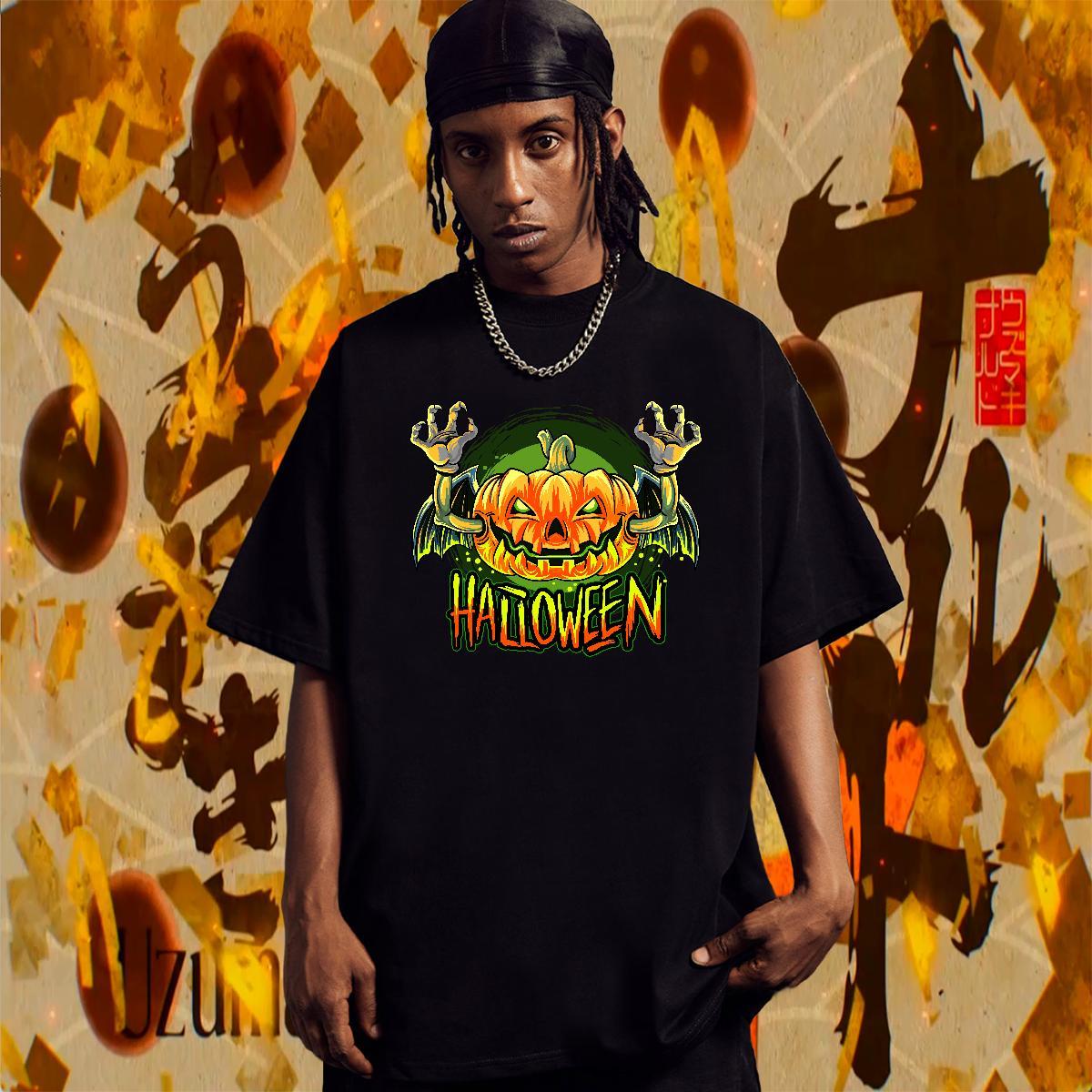 Loose T-Shirts pumpkin Short Sleeve O-Neck Street wear Hip Hop Plus Size Custom 230g 100% Cotton Couples T Shirts Casual New Tshirts
